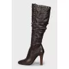 Brown pleated boots
