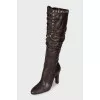 Brown pleated boots