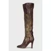 Leather boots with beads and sequins