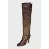 Leather boots with beads and sequins