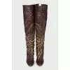 Leather boots with beads and sequins