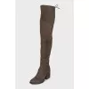 Suede high-heeled over-the-knee boots