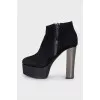 Suede ankle boots with mirrored heels