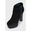 Suede ankle boots with mirrored heels