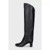 Heeled boots with silver hardware