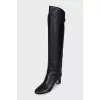 Heeled boots with silver hardware