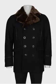 Men's coat with eco-fur