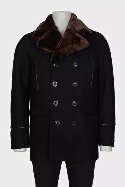 Men's coat with eco-fur