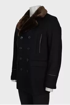Men's coat with eco-fur