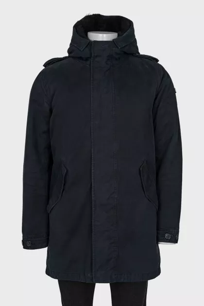 Men's parka with removable fur