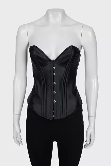 Black satin corset