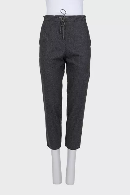 Cropped straight-leg trousers with ties