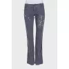 Corduroy jeans with eyelets