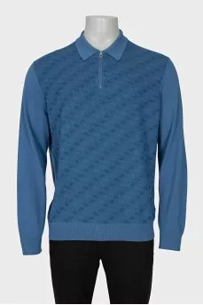 Men's blue pullover with geometric print