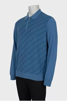 Men's blue pullover with geometric print