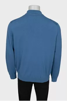 Men's blue pullover with geometric print