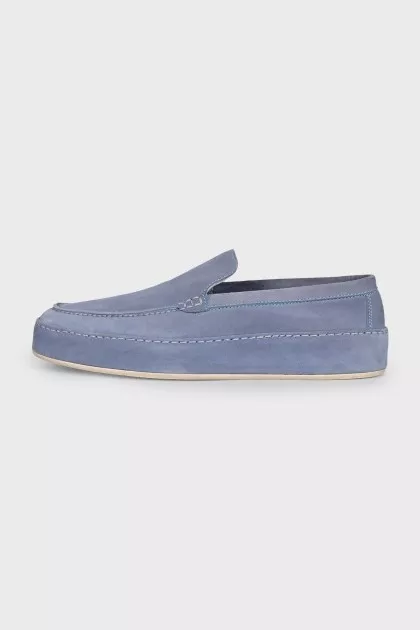 Light blue suede loafers