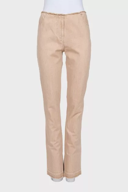 Beige straight jeans with tag