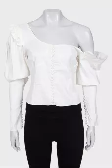 Cropped blouse with open shoulder