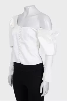 Cropped blouse with open shoulder