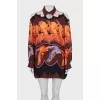 Oversized silk blouse with a bright print