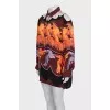Oversized silk blouse with a bright print