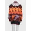 Oversized silk blouse with a bright print