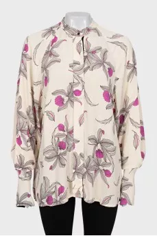 Loose blouse with floral print