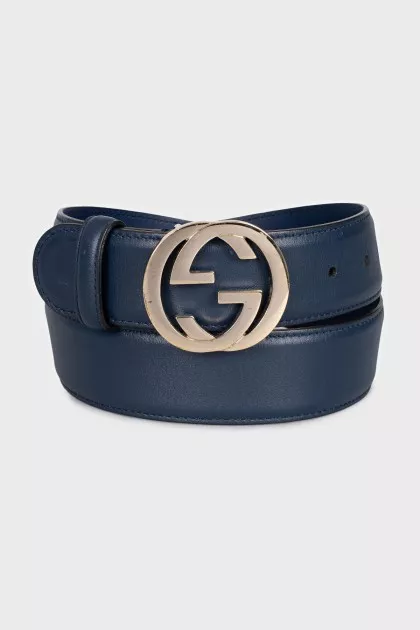 Blue belt with gold logo