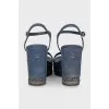 Blue denim wedge sandals