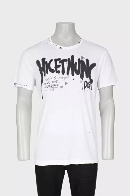 Men's white printed t-shirt