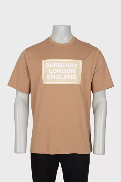 Men's brown T-shirt with brand logo