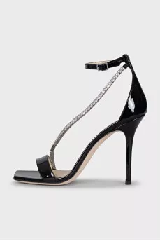 Crystal-embellished sandals with a strap