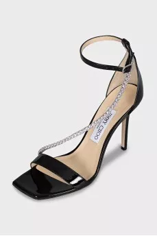 Crystal-embellished sandals with a strap
