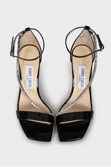 Crystal-embellished sandals with a strap