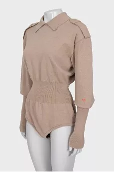 Wool polo bodysuit