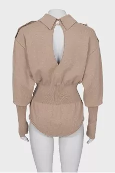 Wool polo bodysuit