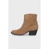 Suede Cossack boots with braiding