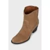 Suede Cossack boots with braiding