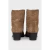 Suede Cossack boots with braiding