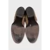 Suede Cossack boots with braiding