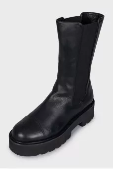 Black leather boots