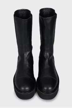 Black leather boots