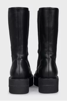 Black leather boots