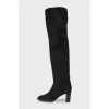 Brown suede heeled boots