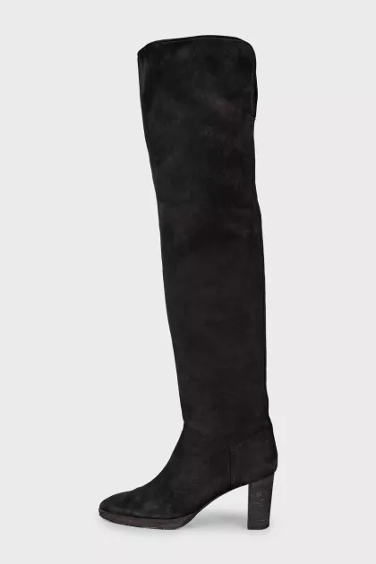 Brown suede heeled boots