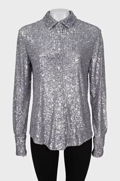 Silver blouse with sequins