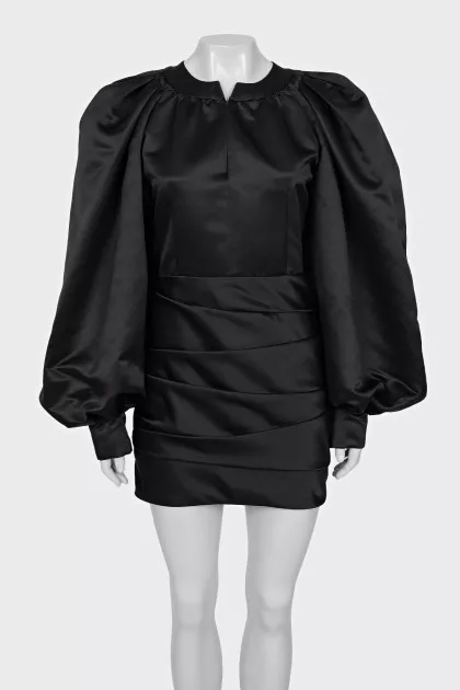 Black dress with puff sleeves