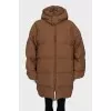 Oversized down jacket with a removable hood