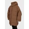 Oversized down jacket with a removable hood